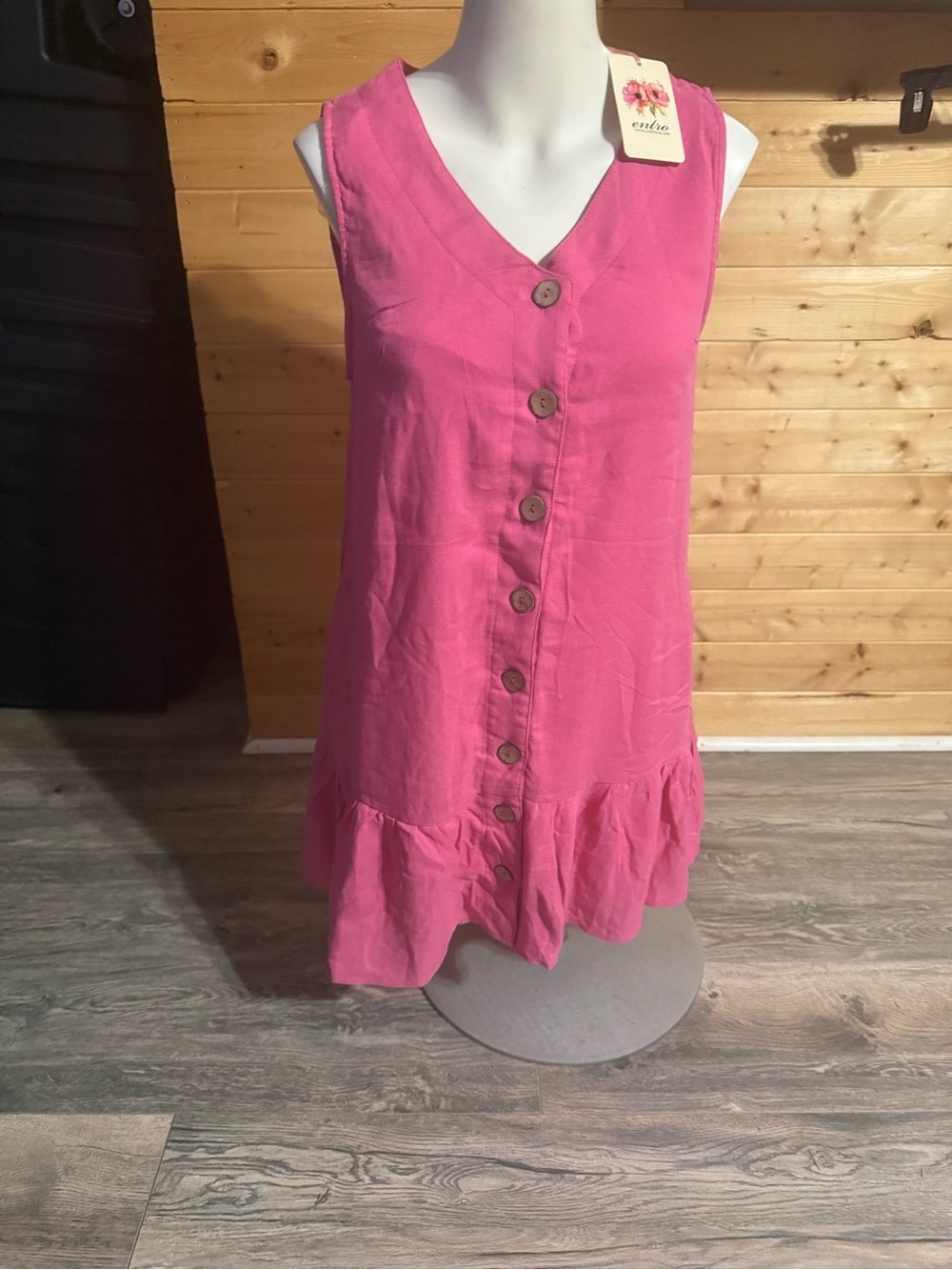 Entro Pink Sleeveless Button-Down Dress